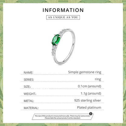 Green Zircon Ring – 925 Sterling Silver with Prong Setting