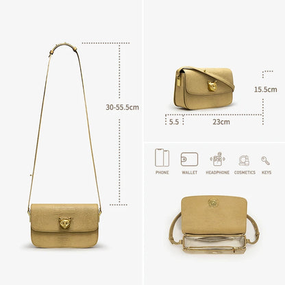 Boxy Genuine Leather Crossbody and Shoulder Bag