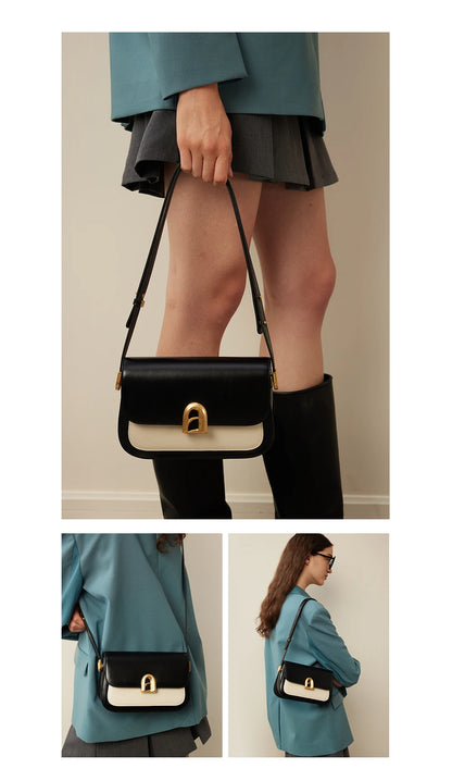 Split Leather Square Shoulder and Crossbody Bag