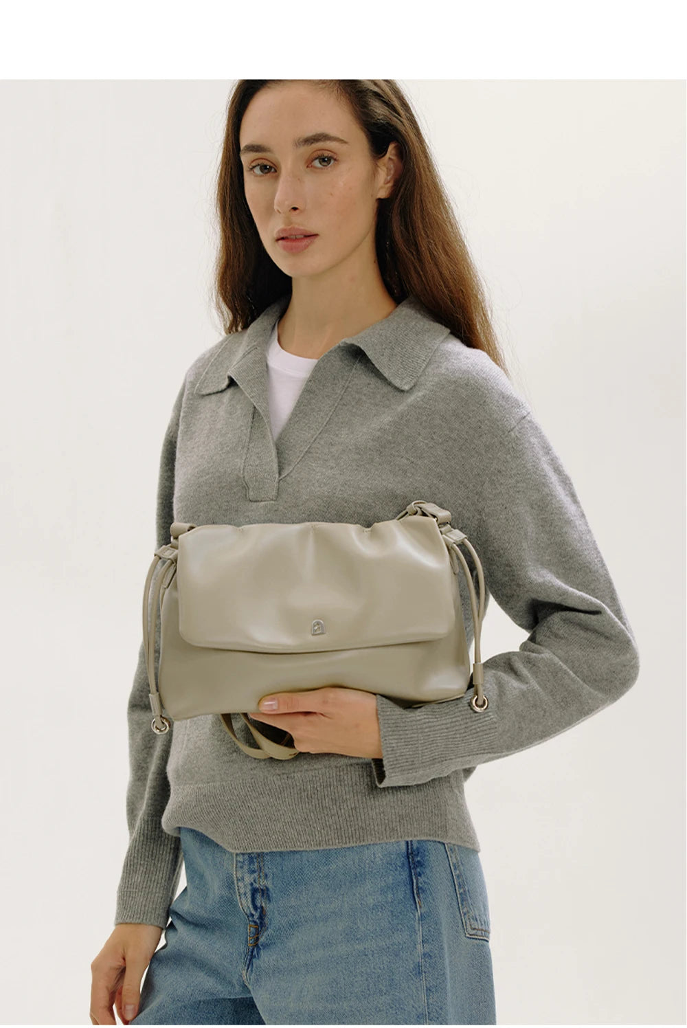 Split Leather Soft Shoulder and Crossbody Bag
