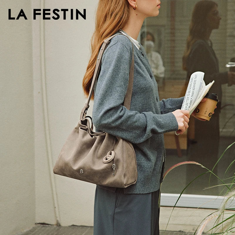 Genuine Leather Shoulder and Crossbody Tote