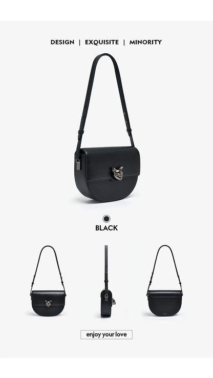 Genuine Cow Leather Saddle Crossbody Bag