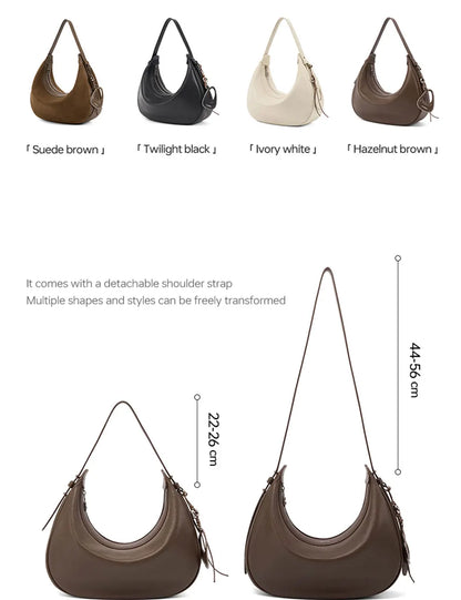 Genuine Leather Curved Tote Bag