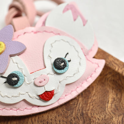 Handcrafted Goatskin Leather Pink Fox Bag Charm