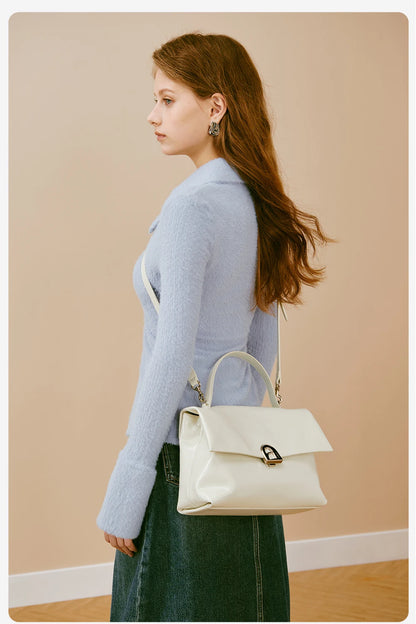 Split Leather Shoulder Crossbody Tote Bag