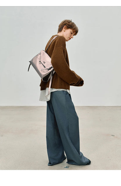 Split Leather Shoulder and Crossbody Tote