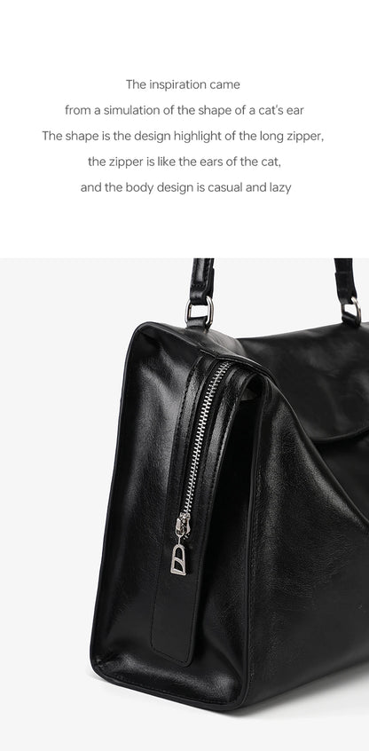 Genuine Leather Structured Tote Bag