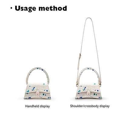 Genuine Leather Half Moon Shoulder Bag – Floral Lock Design
