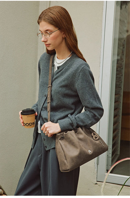 Genuine Leather Shoulder and Crossbody Tote