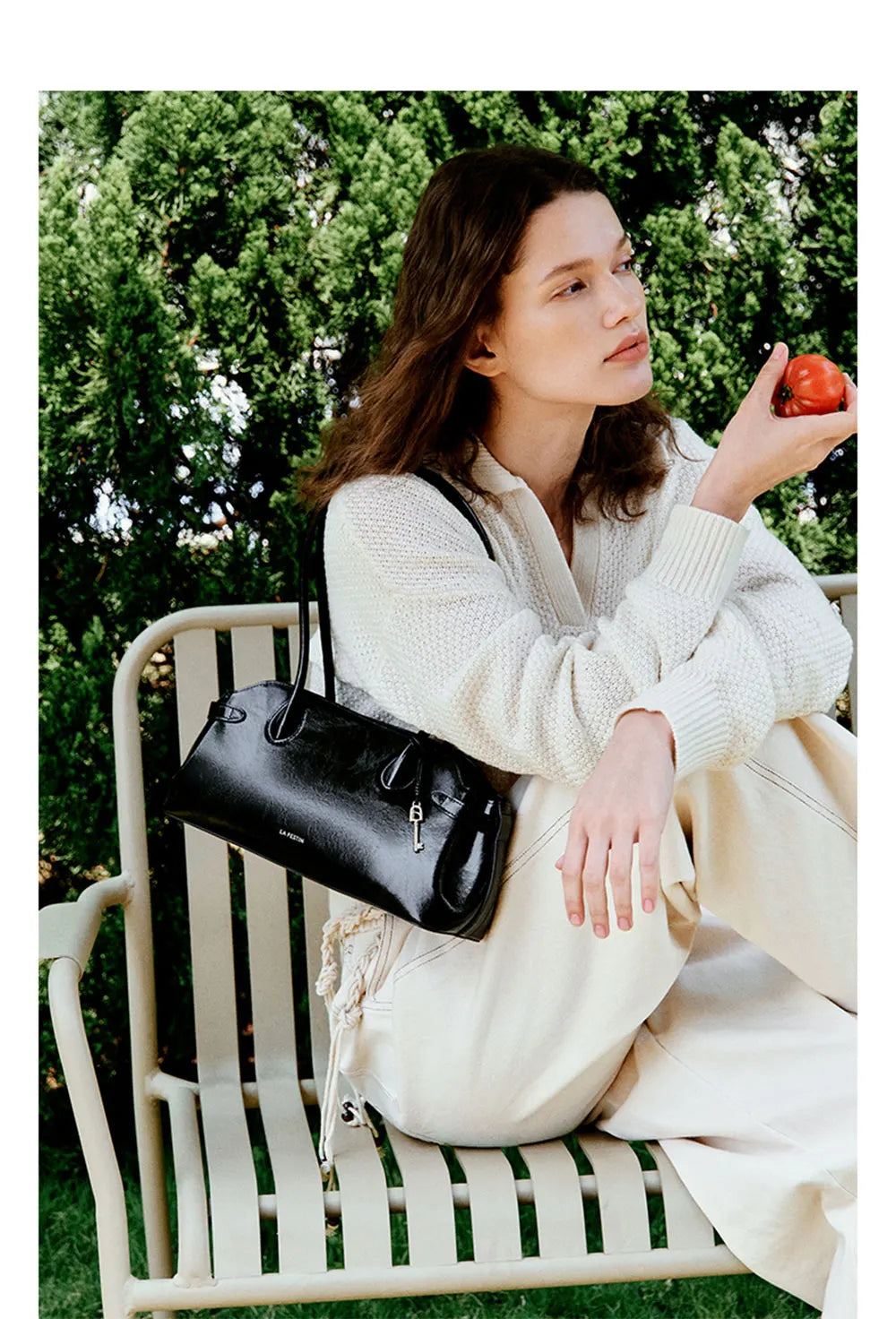 Genuine Leather Baguette Tote Bag