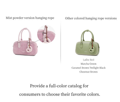 Split Leather Bowling Shoulder and Crossbody Tote