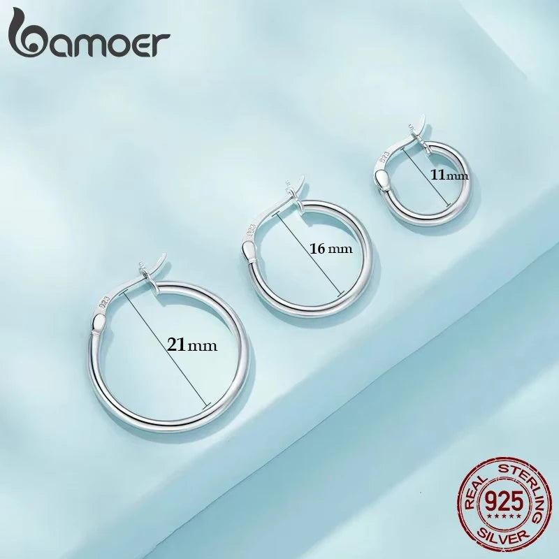 Hoop Earrings – 925 Sterling Silver, White Gold Plated