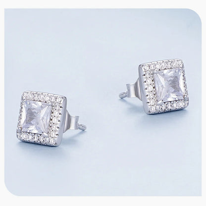 Classic Zircon Stud Earrings – 925 Sterling Silver Round Design