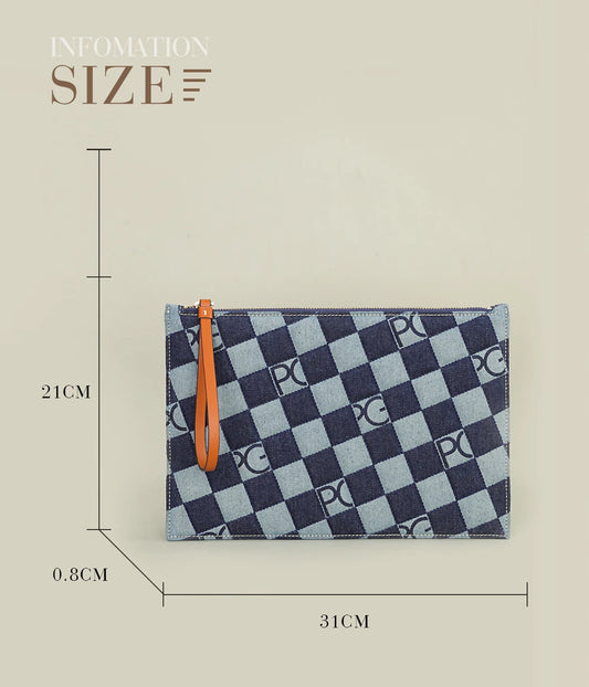 Elegant Plaid Nylon Clutch Bag – Soft and Versatile