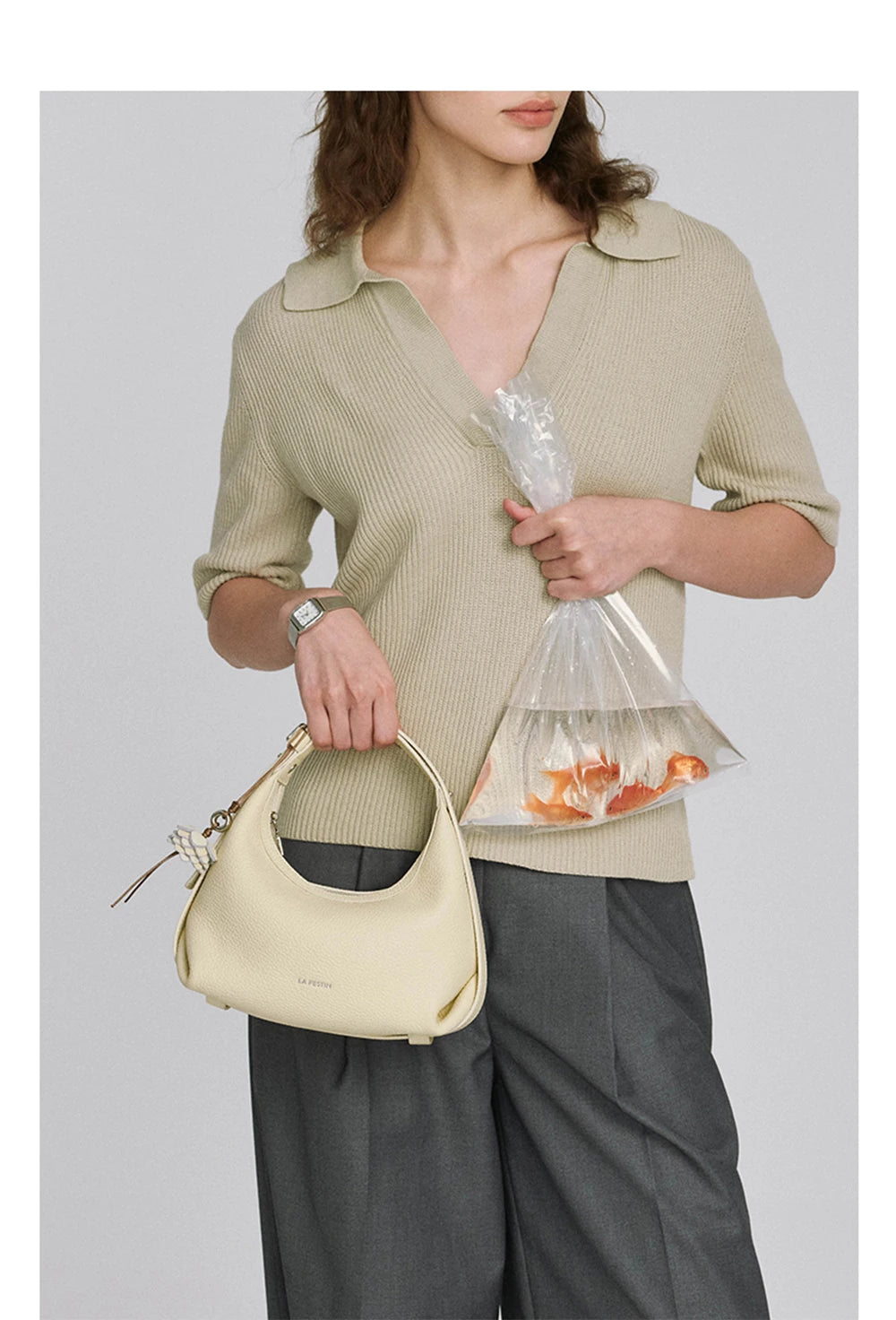 Genuine Leather Half Moon Shoulder and Crossbody Tote