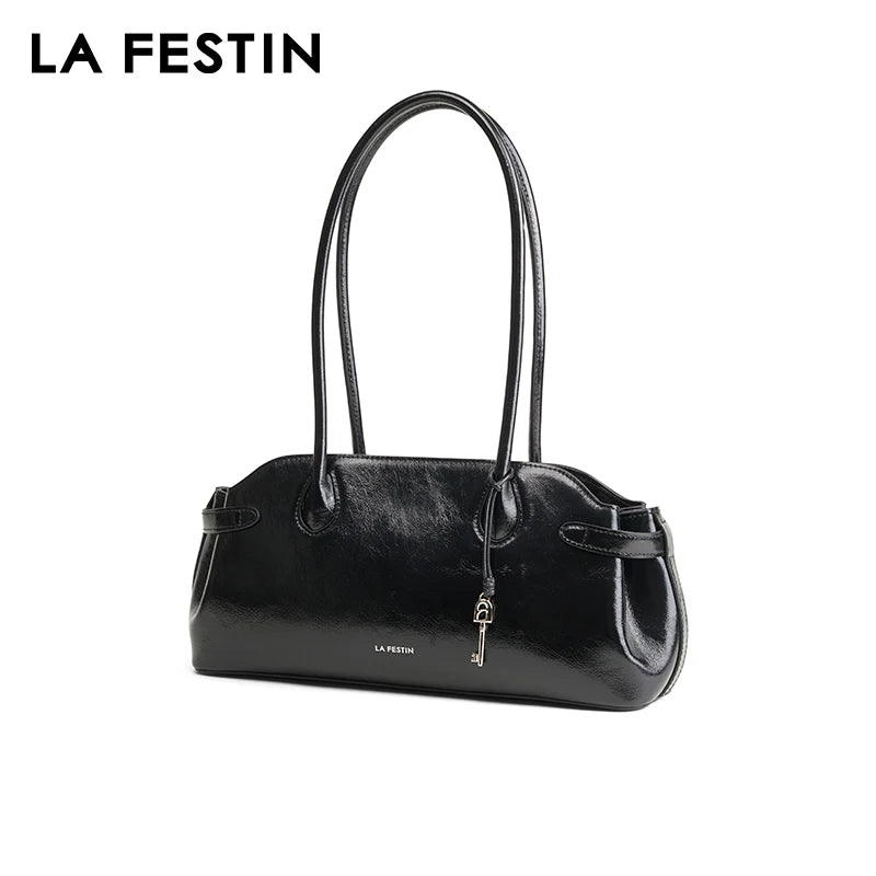 Genuine Leather Baguette Tote Bag