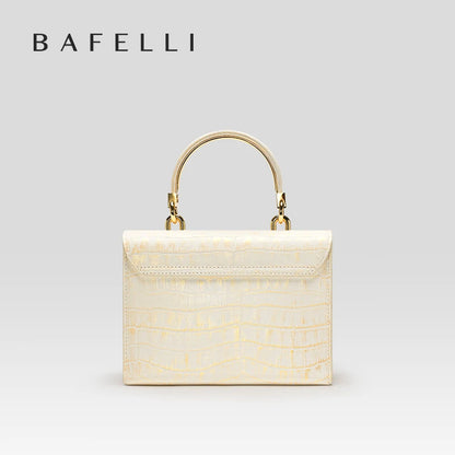 Genuine Leather Flap Shoulder Bag – Gold Lock Elegance