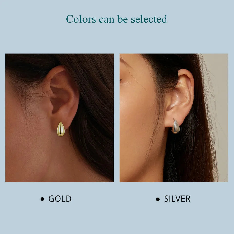 Glossy Waterdrop Stud Earrings – 925 Sterling Silver