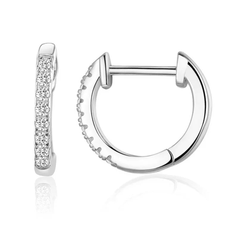 Zircon Huggie Hoop Earrings – 925 Sterling Silver