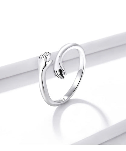 925 Sterling Silver Hug Ring with Open Adjustable Design