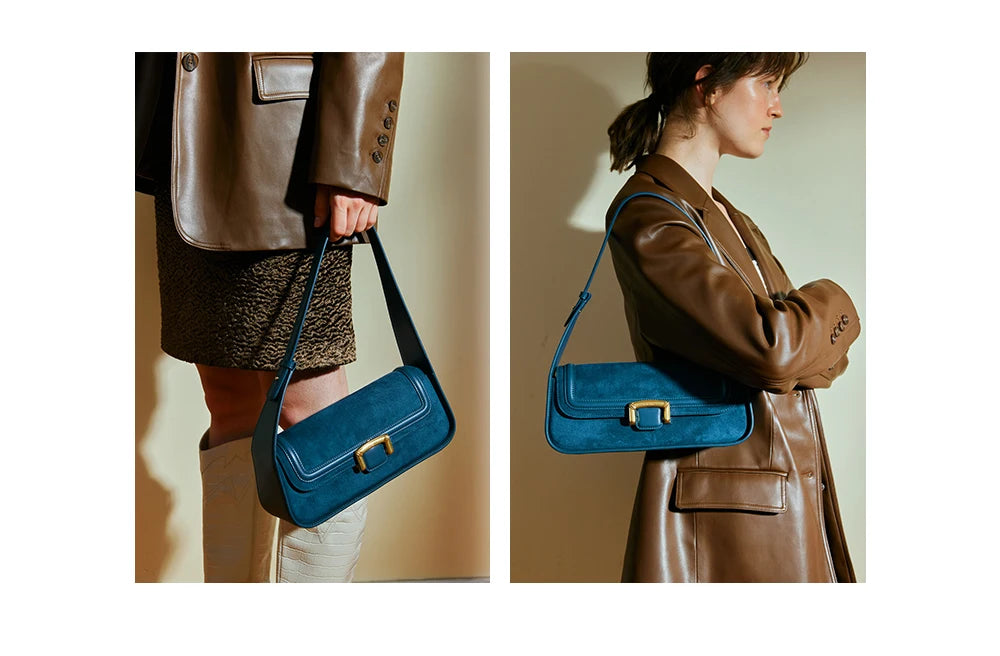 Split Leather Firm Shoulder Bag