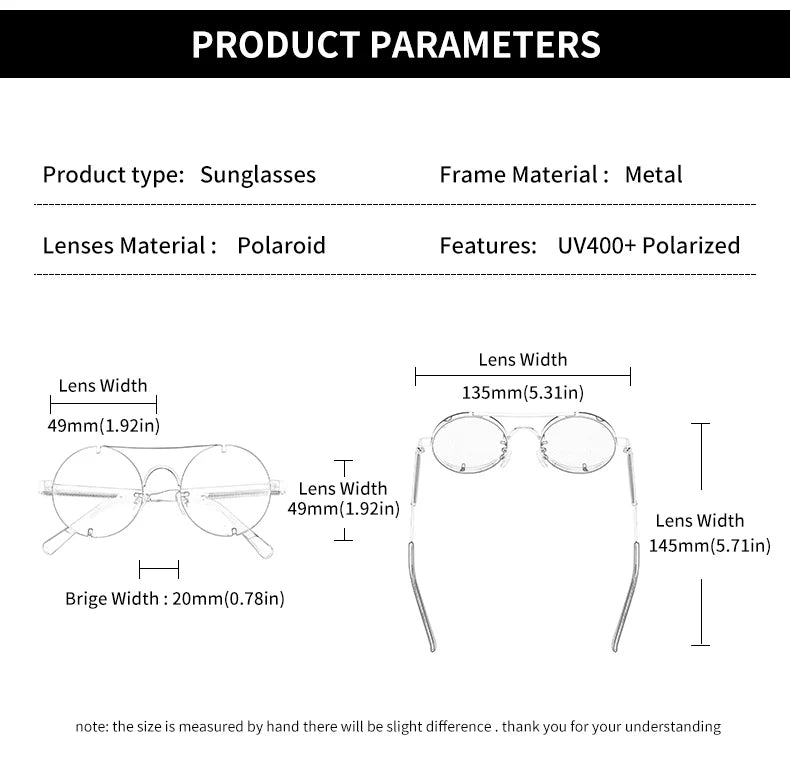 Circular Polarized Metal Sunglasses for Women – Hip Hop Style