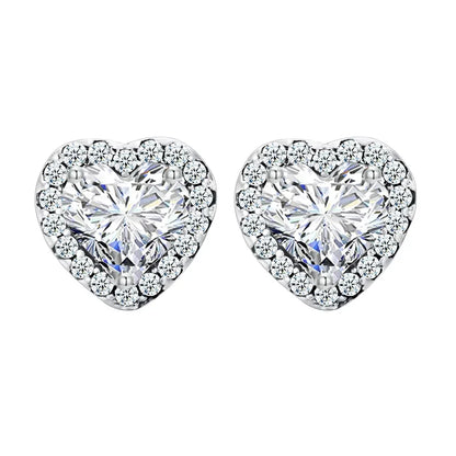 Gold Plated Heart Stud Earrings – Sterling Silver with Zircon