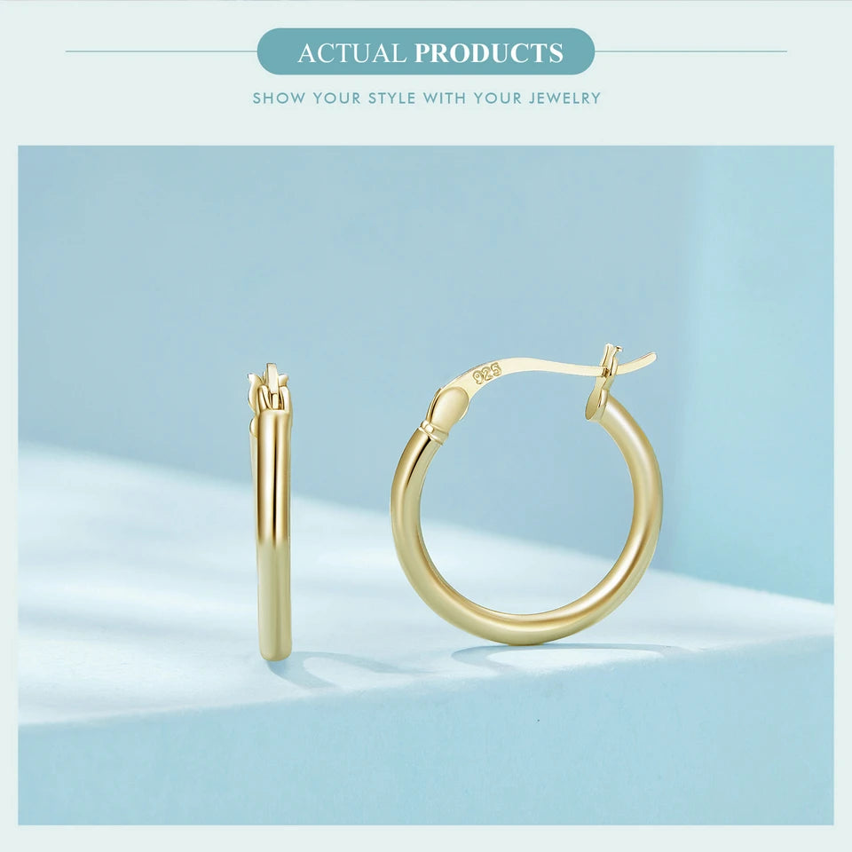 Hoop Earrings – 925 Sterling Silver, White Gold Plated