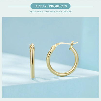 Hoop Earrings – 925 Sterling Silver, White Gold Plated