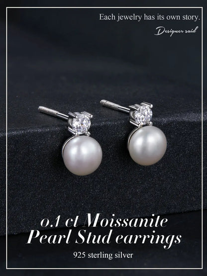D-Color Moissanite Stud Earrings – 925 Sterling Silver