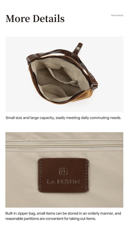 Split Leather Soft Tote Shoulder Crossbody Bag