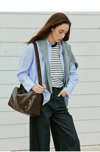 Genuine Leather Soft Tote Shoulder Bag