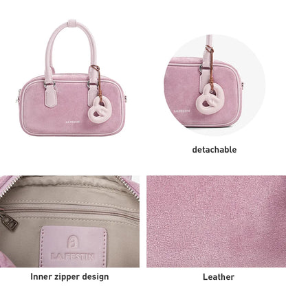 Split Leather Bowling Shoulder and Crossbody Tote