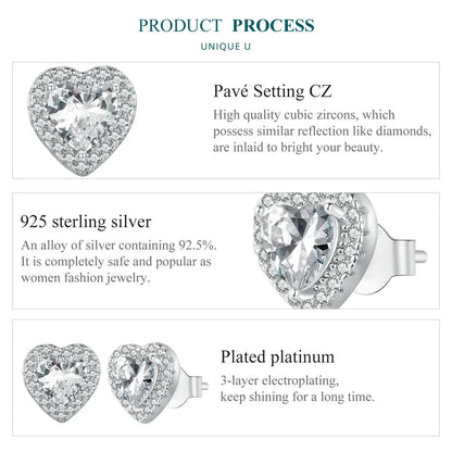 Classic Zircon Stud Earrings – 925 Sterling Silver Round Design