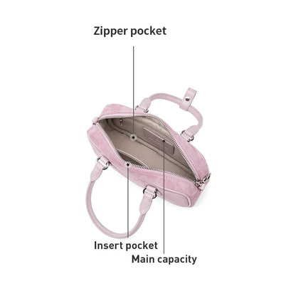 Split Leather Bowling Shoulder and Crossbody Tote