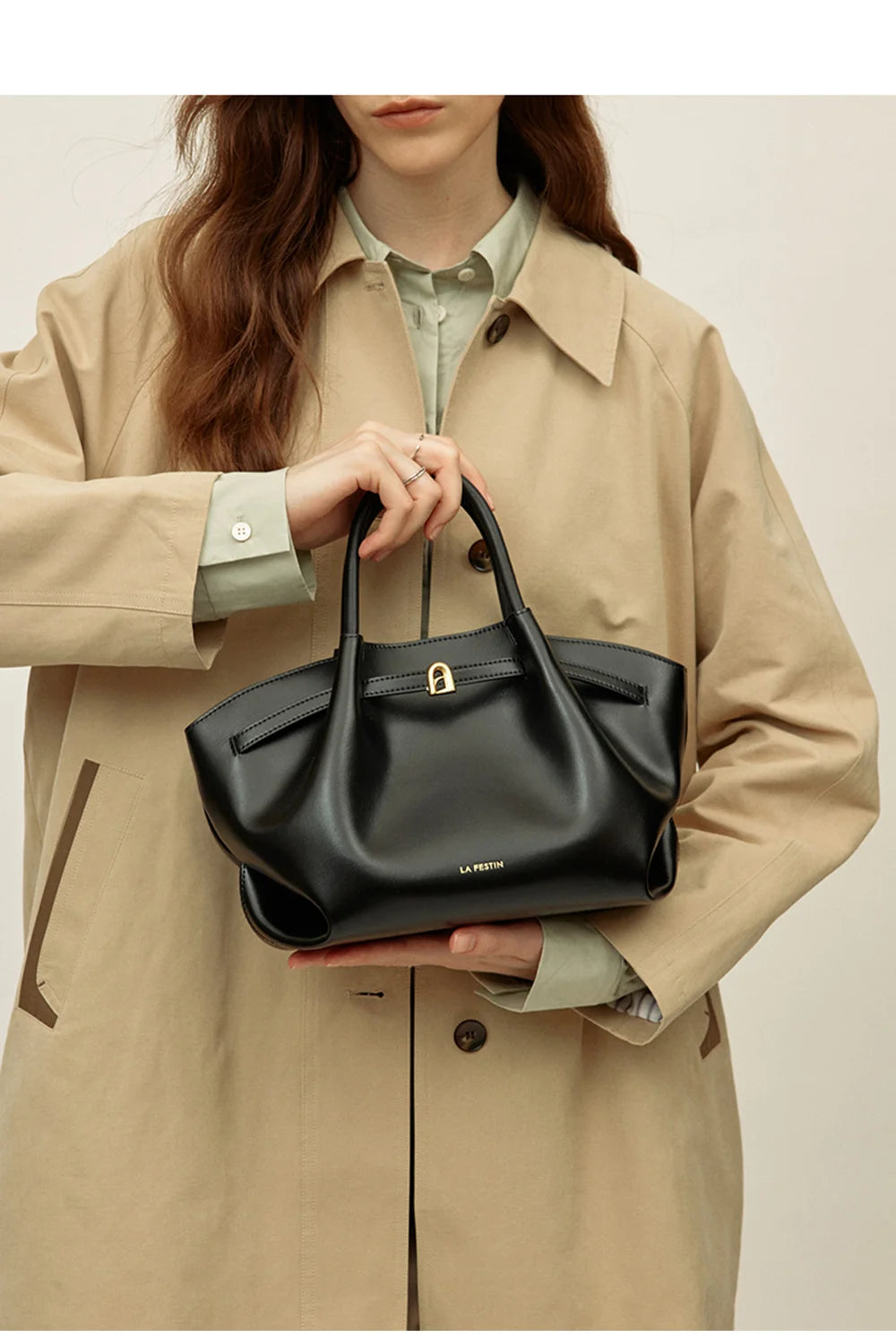 Split Leather Structured Tote Bag