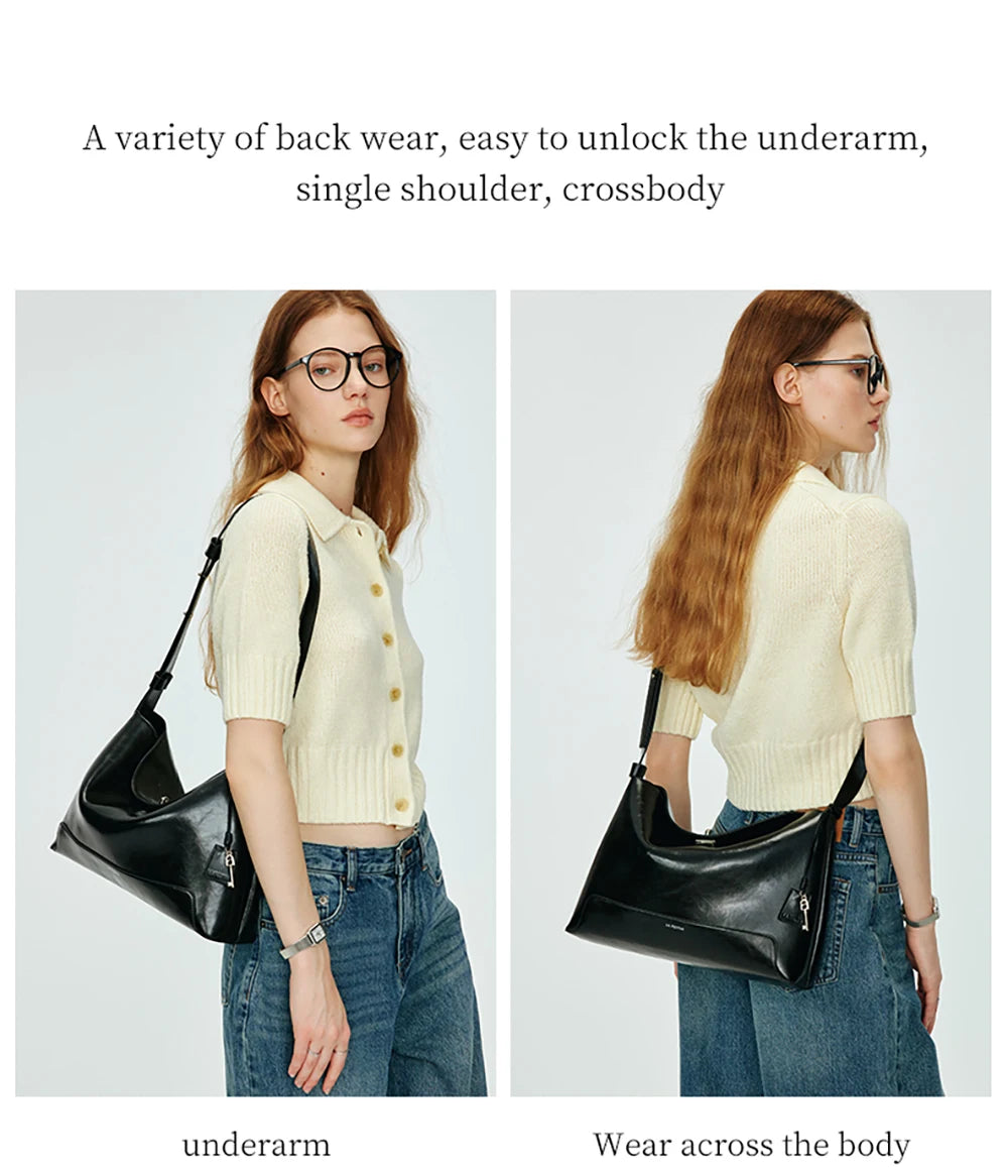 Split Leather Shoulder and Crossbody Tote Bag