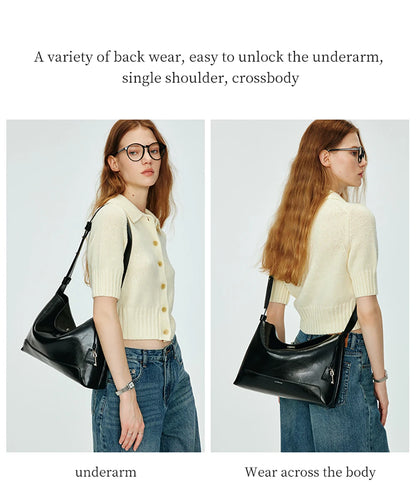 Split Leather Shoulder and Crossbody Tote Bag