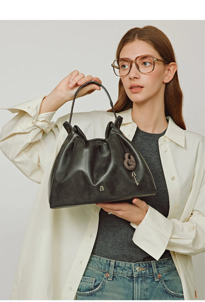 Genuine Leather Shoulder and Crossbody Tote