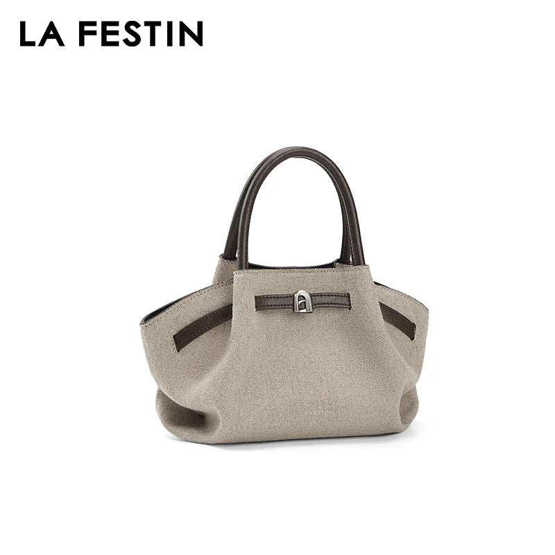 Cotton Dual-Handle Tote Shoulder and Crossbody Bag