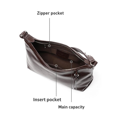 Soft Genuine Leather Shoulder Crossbody Tote