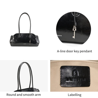 Genuine Leather Baguette Tote Bag