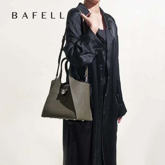 Genuine Leather Tote Bag – Soft Casual Style with Open Pocket