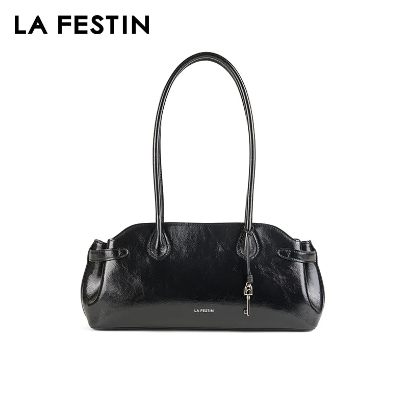 Genuine Leather Baguette Tote Bag