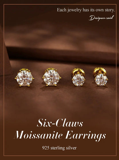 D Color Moissanite Stud Earrings – 925 Sterling Silver