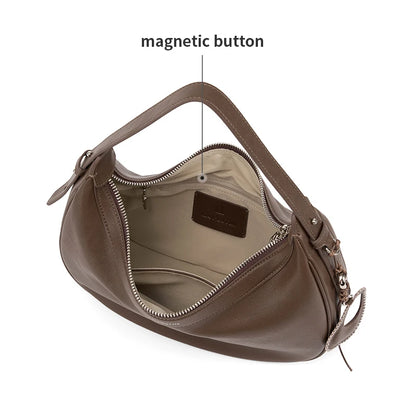 Genuine Leather Curved Tote Bag