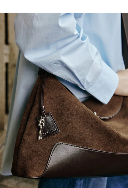 Split Leather Shoulder and Handbag Tote