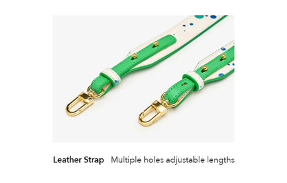 Genuine Leather Floral Flap Bag with Hasp Closure