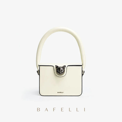 Boxy Genuine Leather Flap Bag – Cartoon Lock Design