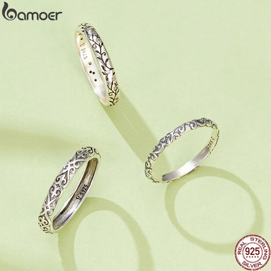 Floral Embossed Ring – 925 Sterling Silver Vintage Band